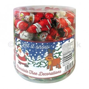 Milk Chocolate Santa Snowmen Christmas Tree Baubles Decorations x 100 Full Box